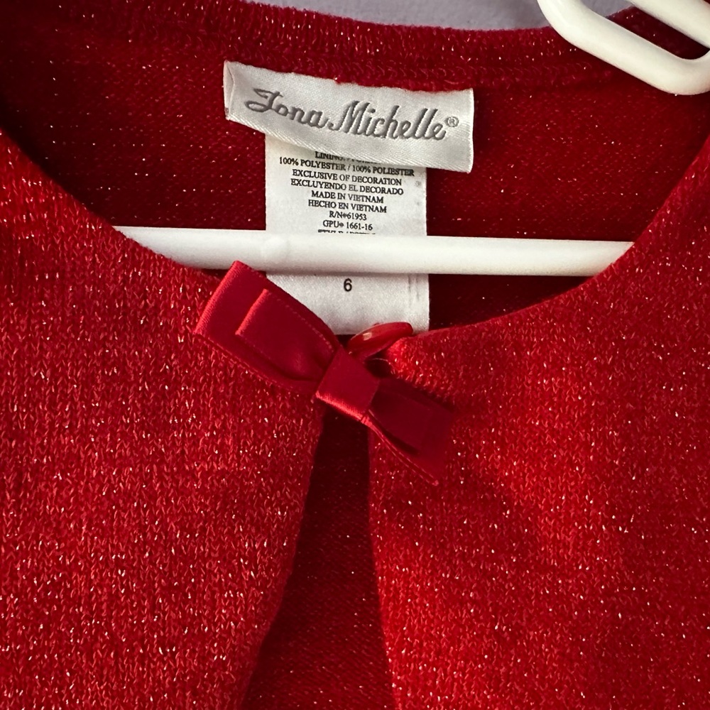 NWT Jona Michelle Red Sparkle Cardigan Size 6 - Picture 5 of 8
